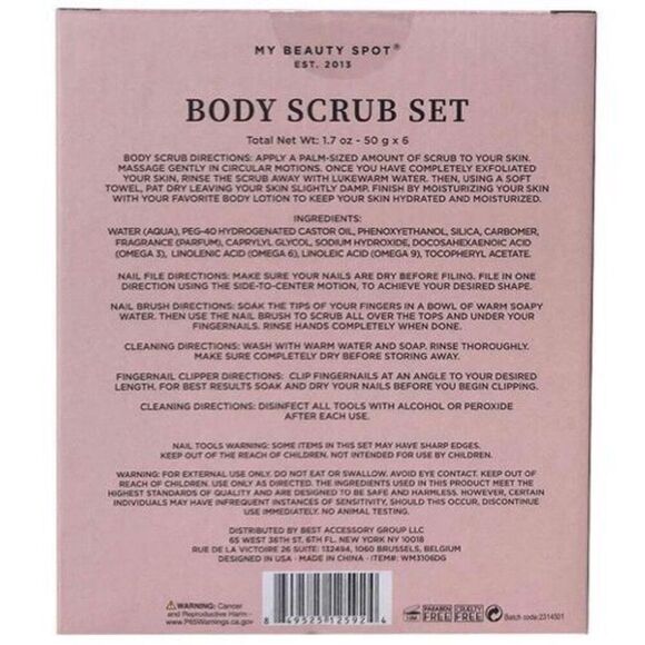 MY BEAUTY SPOT - NWT - Body Scrub Set. 6 Body Scrubs + Bonus Mani Set w/Case - Picture 3 of 13